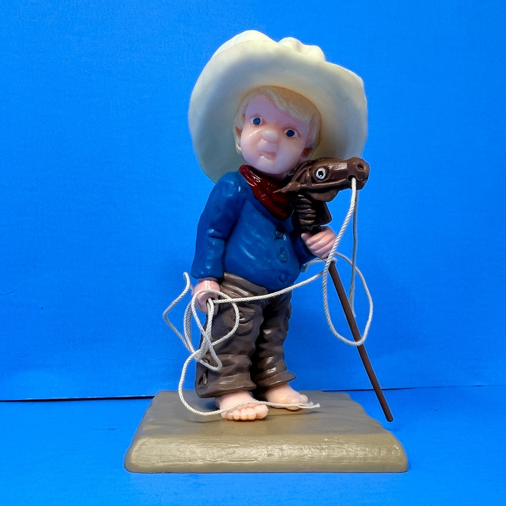 Wilton Little Cowpoke Cowboy Western Figurine Vtg Cake Decor Stick Horse Lasso